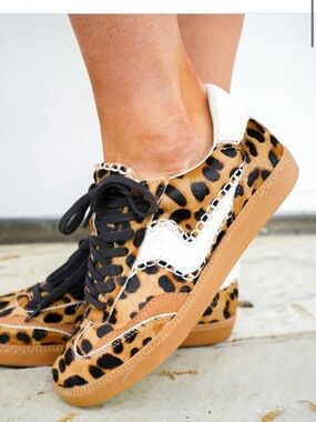 Dolce Vita Calf Hair Leopard Print Sneakers